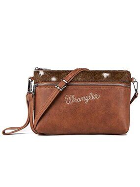 Cowhide Western Crossbody Bag Wristlet Clutch Purse Shoulder Strap Women